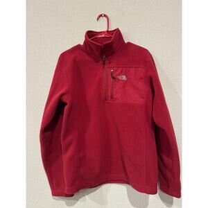 The North Face Red Fleece Jacket for Men, Size S/P - Cozy & Warm Zip-Up